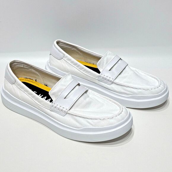 Cole Haan GrandPro Rally Women's White Canvas Penny Loafers Comfort Size 8.5B - Picture 1 of 16